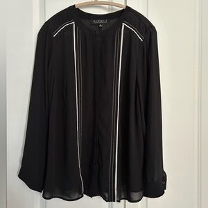Eloquii Contrast Mandarin Collar Blouse